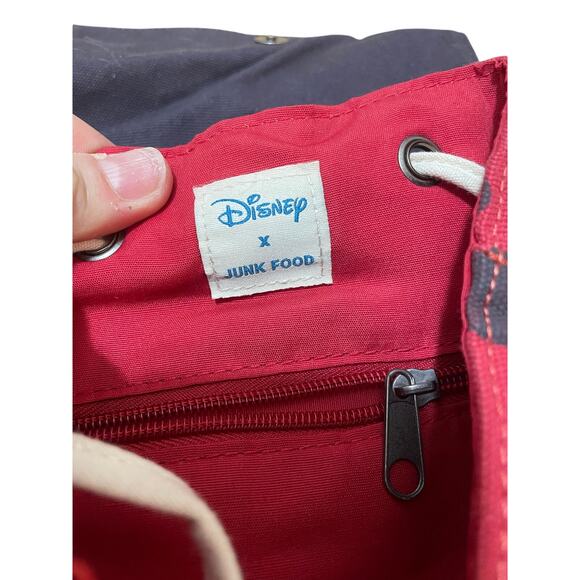 Disney X Junk Food Red‎ Blue Mickey Mouse Canvas Cotton Drawstring Backpack - Picture 2 of 8